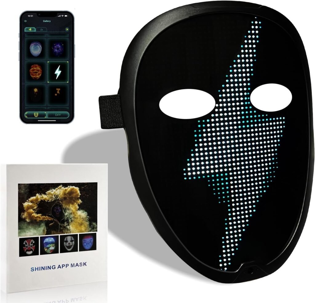 Máscara LED com Bluetooth Recarregável